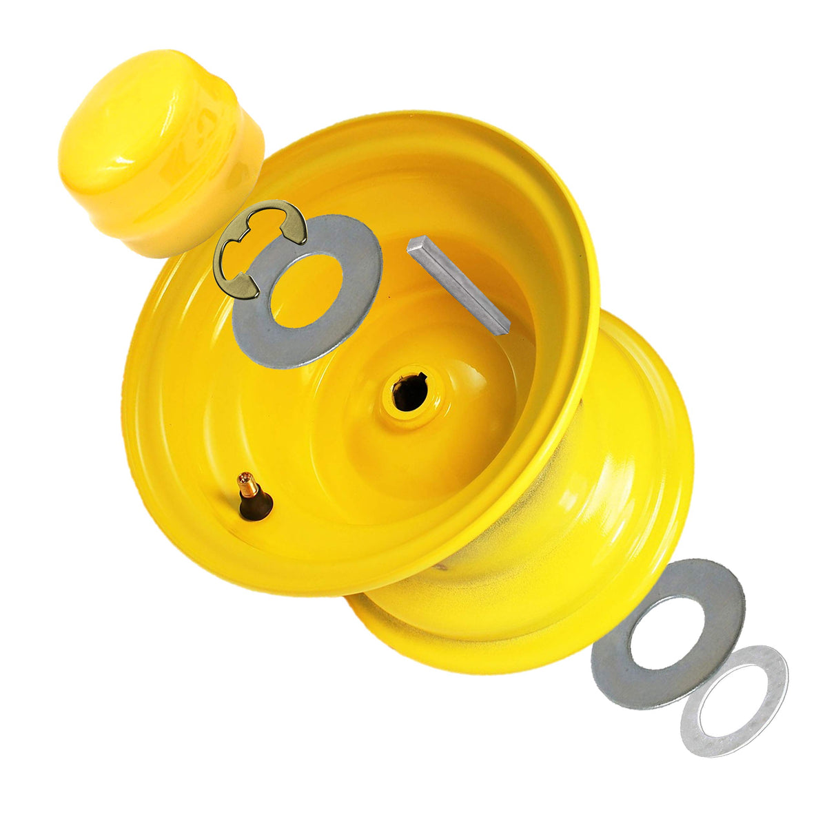 HD Switch E-clip snap rings securing wheel components for quick maintenance.