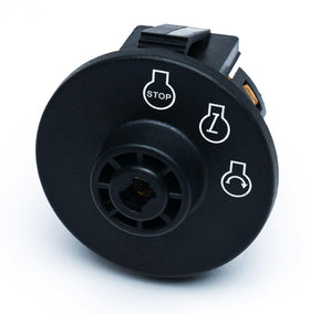 HD Switch ignition switch installed on a mower chassis.