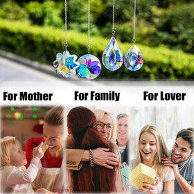 HDCRYSTALGIFTS eight-stars-arrows prism scatters colorful light across walls and shelves.