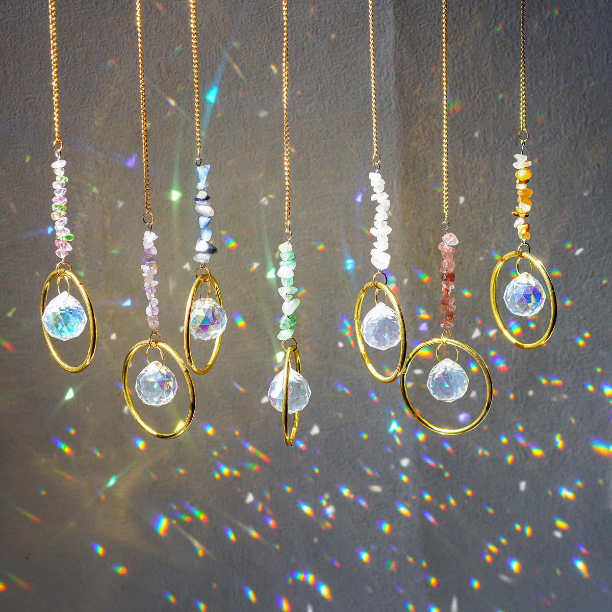 HDCRYSTALGIFTS 7PCS Crystal Suncatchers Rainbow Maker in sunlight creates vivid rainbows.