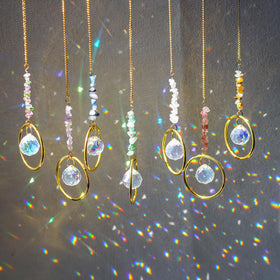 HDCRYSTALGIFTS 7PCS Crystal Suncatchers Rainbow Maker in sunlight creates vivid rainbows.
