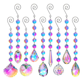 HDCRYSTALGIFTS 9-pack suncatchers rainbow prisms brighten windows with colorful light.