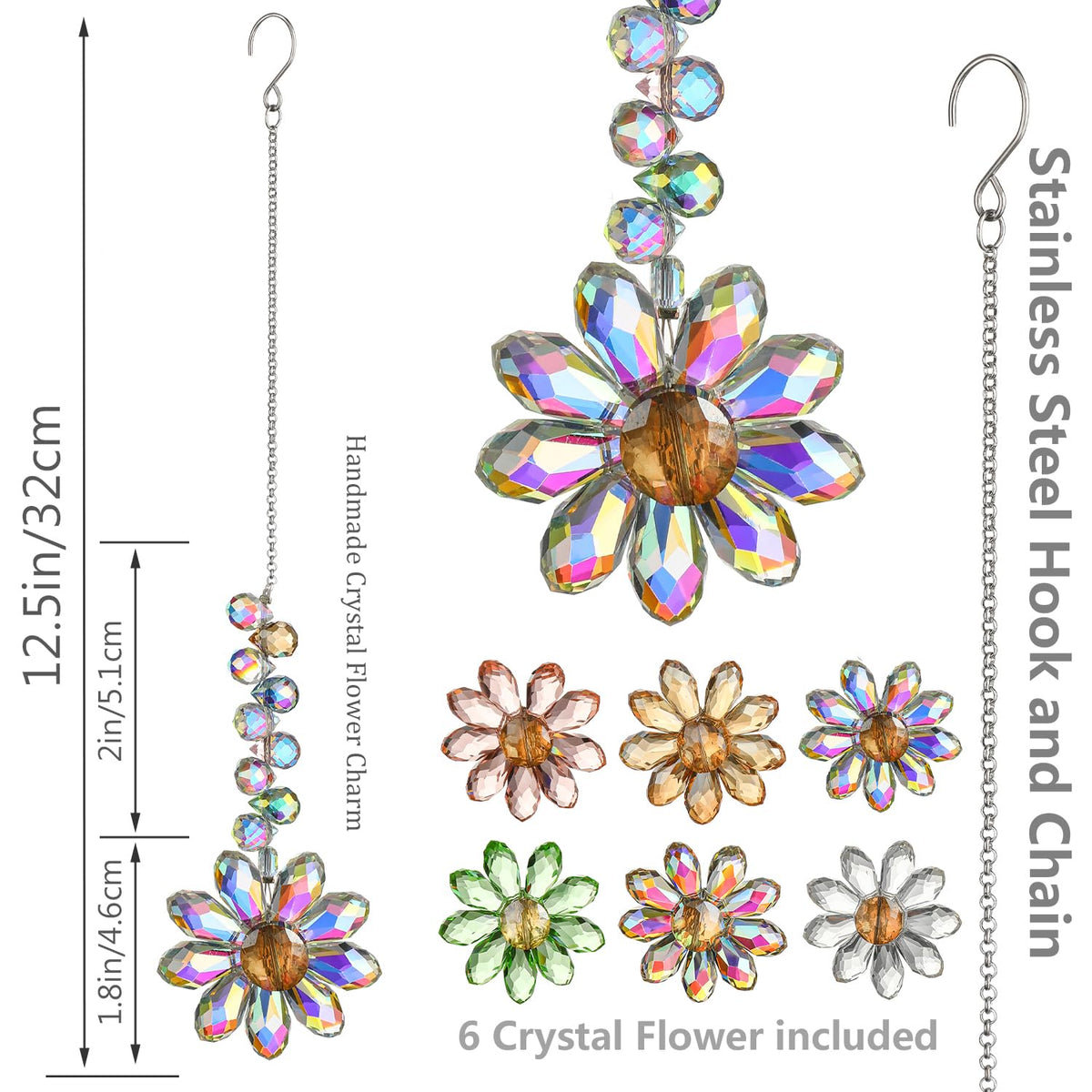 HDCRYSTALGIFTS sunflower crystal ornament for Christmas trees, adding festive color.