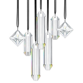 HDCRYSTALGIFTS clear crystal prisms sun catcher sparkling in a sunlit window.
