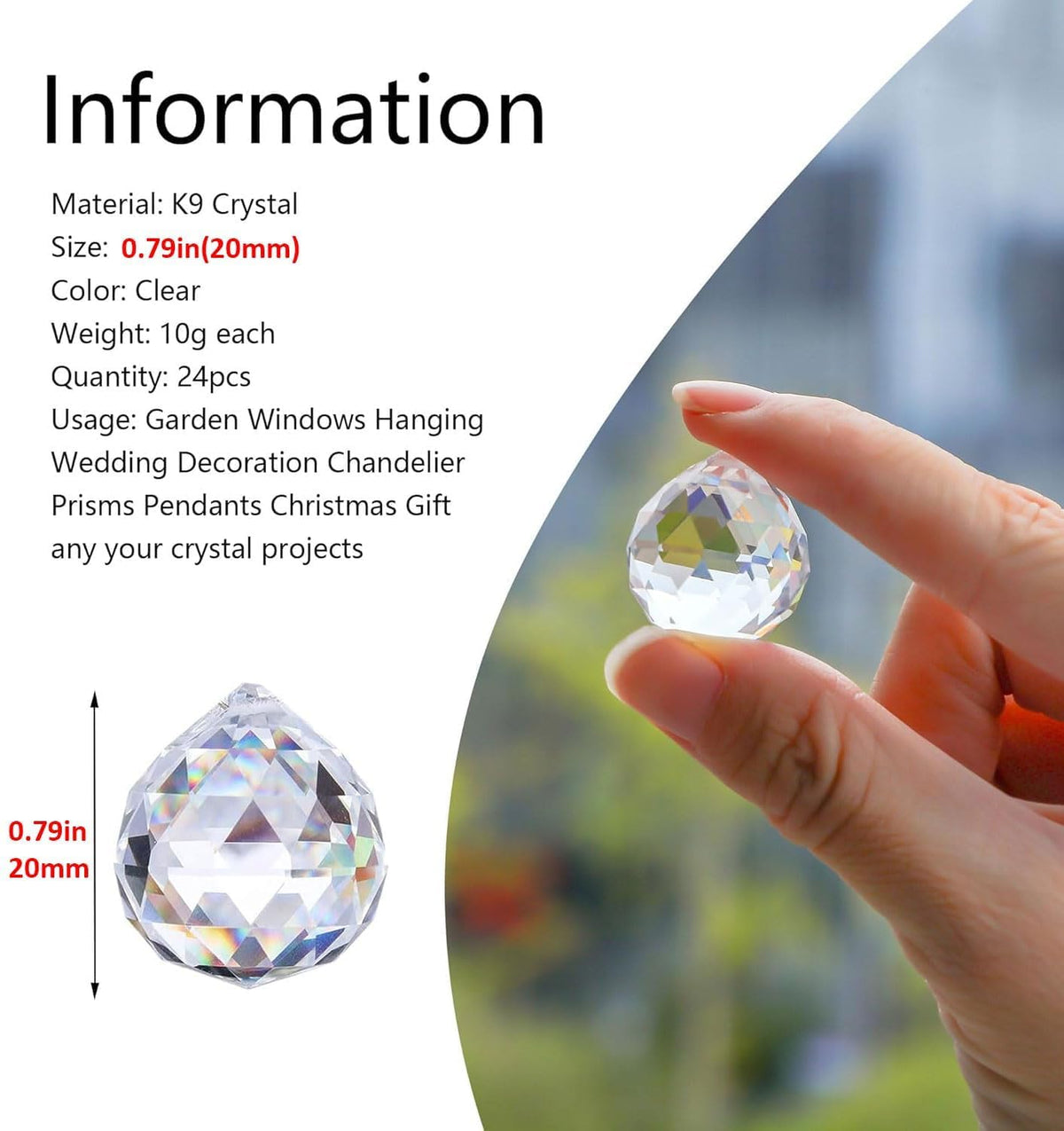 HDCRYSTALGIFTS hanging crystal ball prisms 20mm near window enhances ambient mood