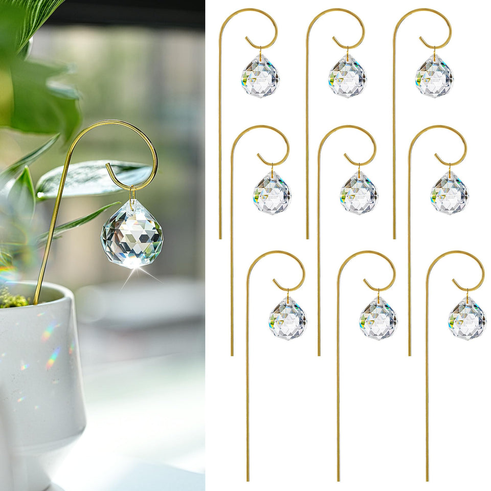 HDCRYSTALGIFTS nine crystal ball suncatchers casting vibrant rainbows in sunlight