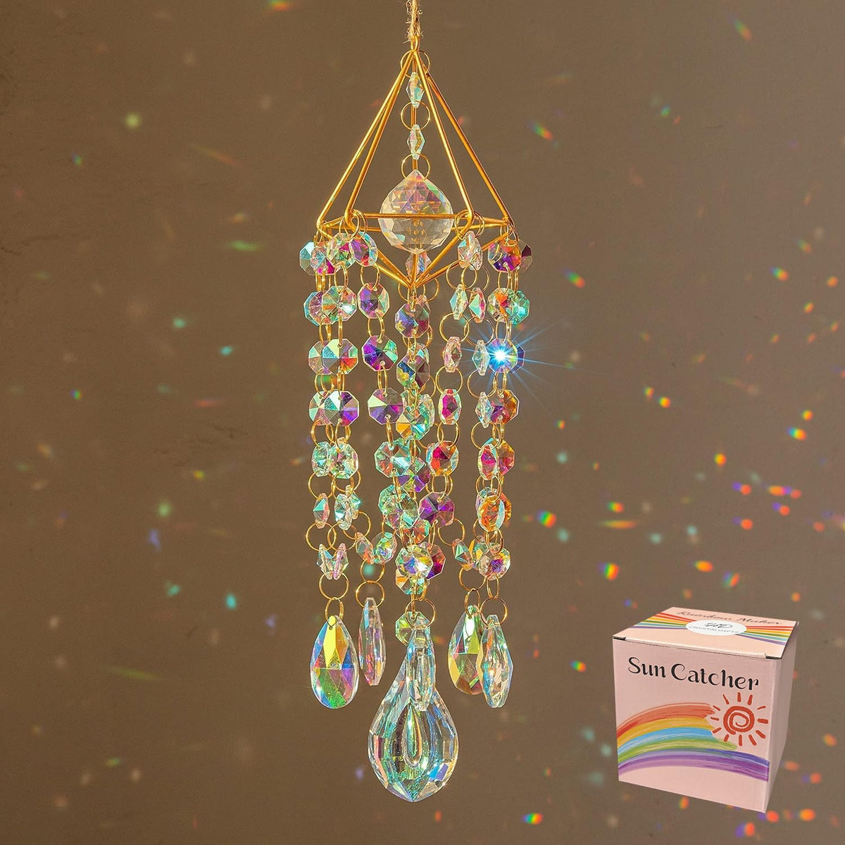 HDCRYSTALGIFTS crystal suncatcher prisms illuminate windows with vivid rainbows.