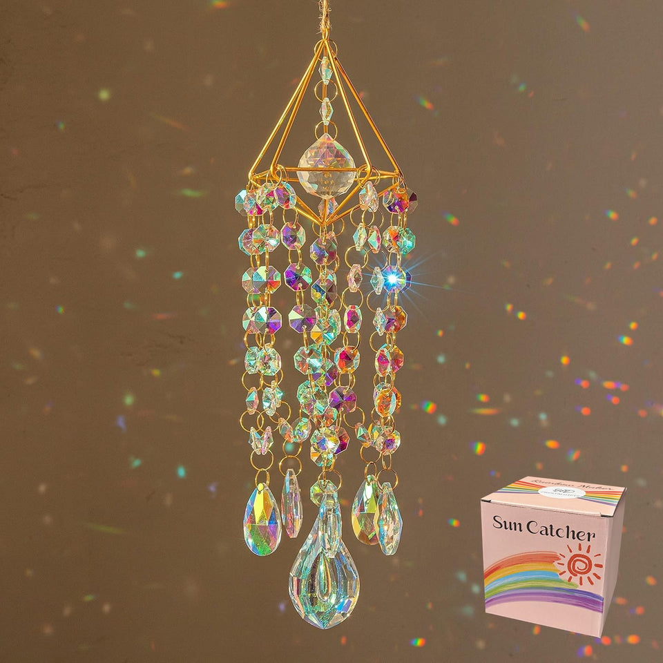 HDCRYSTALGIFTS crystal suncatcher prisms illuminate windows with vivid rainbows.