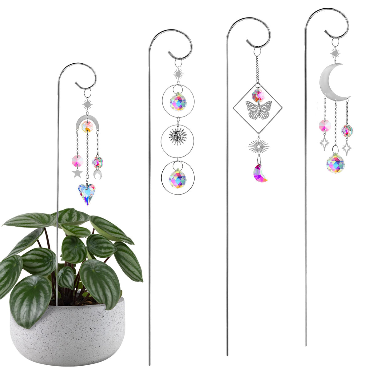 HDCRYSTALGIFTS crystal sun catchers 4-pack add sparkling rainbows to windows and plants