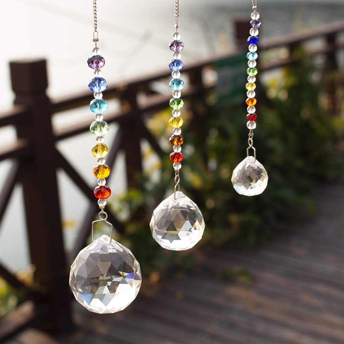 HDCRYSTALGIFTS front door hanging suncatcher with sparkling prisms