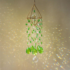 HDCRYSTALGIFTS green prisms with octagonal beads shimmer