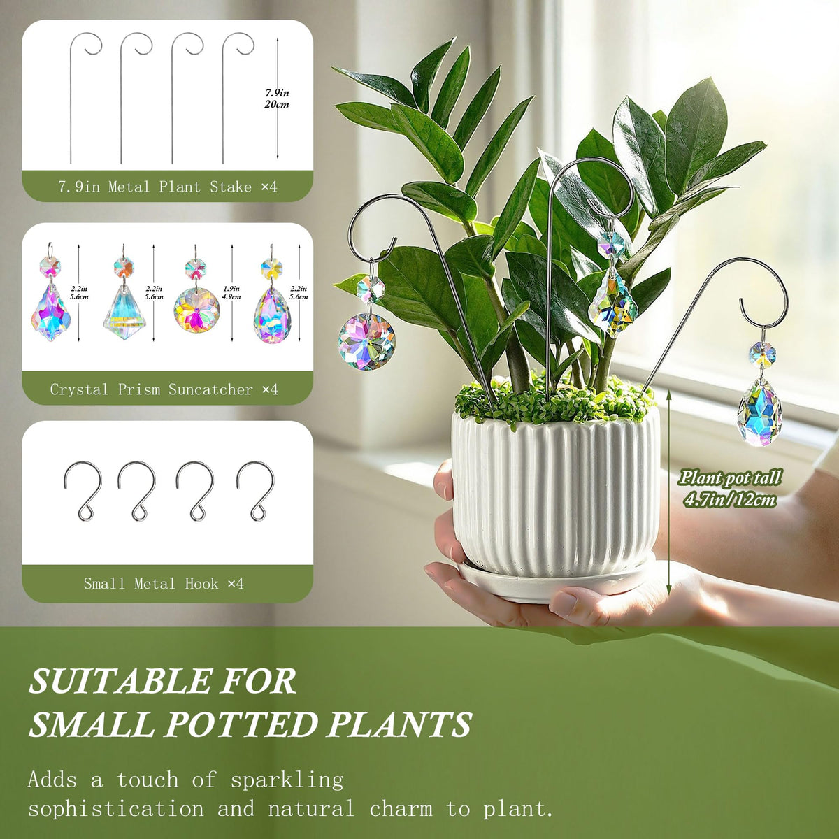 HDCRYSTALGIFTS mini pot suncatchers with clear prisms enhance terrariums and small plant displays.