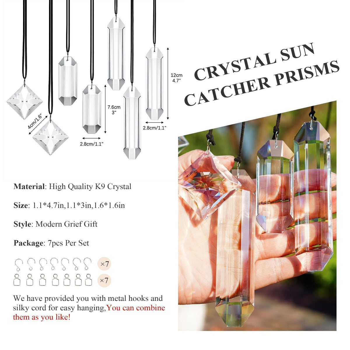 HDCRYSTALGIFTS rainbow-reflection sun catcher creating colorful arcs indoors.