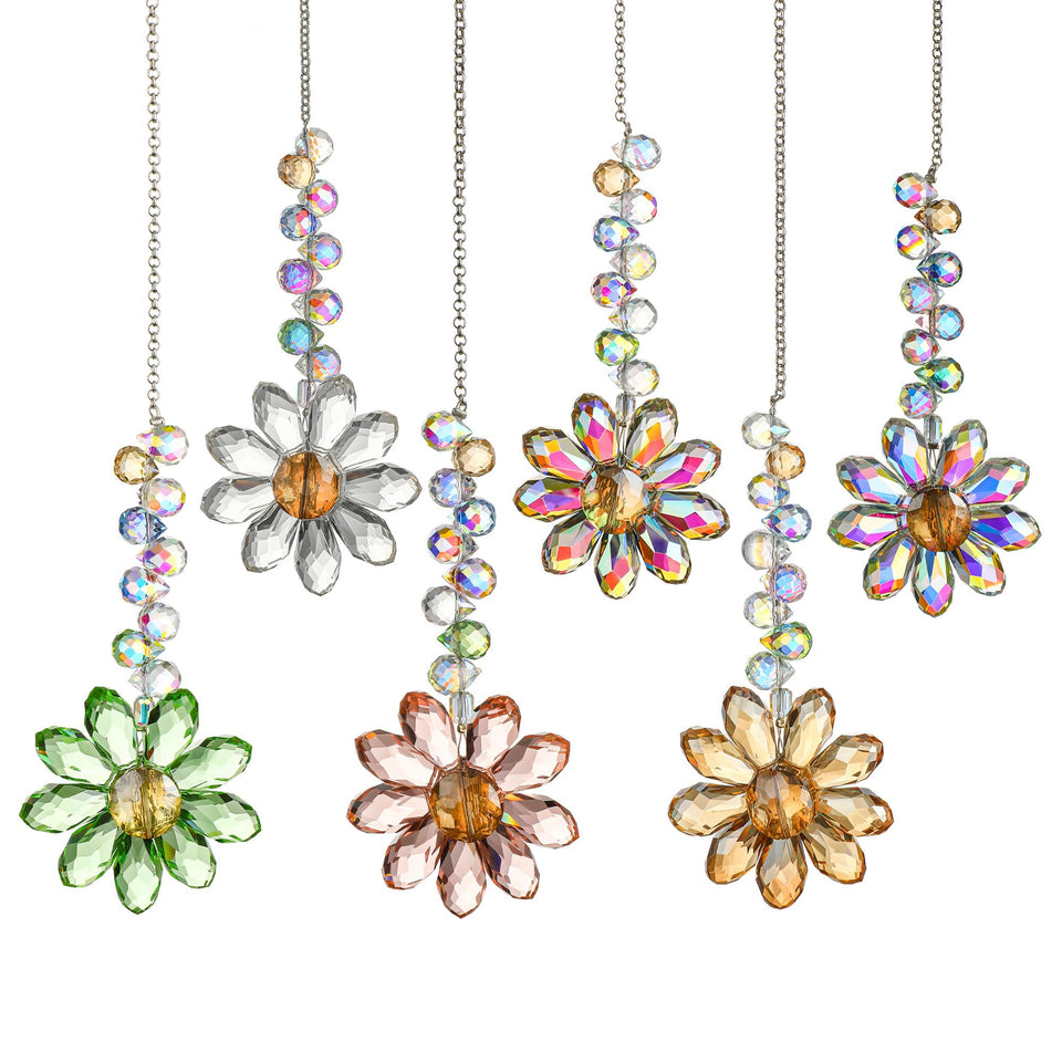 HDCRYSTALGIFTS sunflower crystal pendant brightens windows with rainbow light.