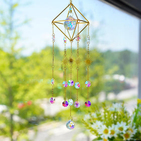 HDCRYSTALGIFTS sunlit rainbow display through crystal prisms enchants walls