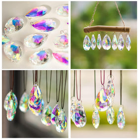 HDCRYSTALGIFTS hanging prisms decorate chandeliers and garlands with added sparkle.