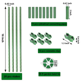 Hdeoops 16-inch stakes ready for outdoor tomato and cucumber support