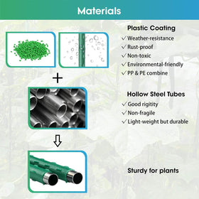 Hdeoops plant-support poles adapt to climbing plants and fences.