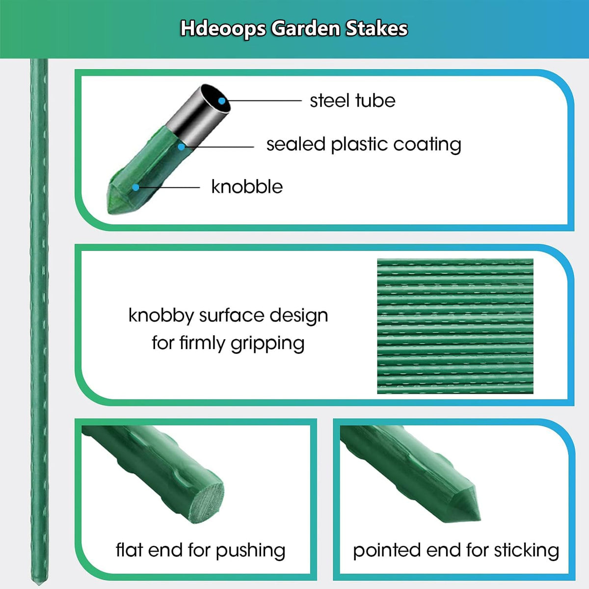 Hdeoops steel plant sticks 20 pack withstand weather and prevent sag.