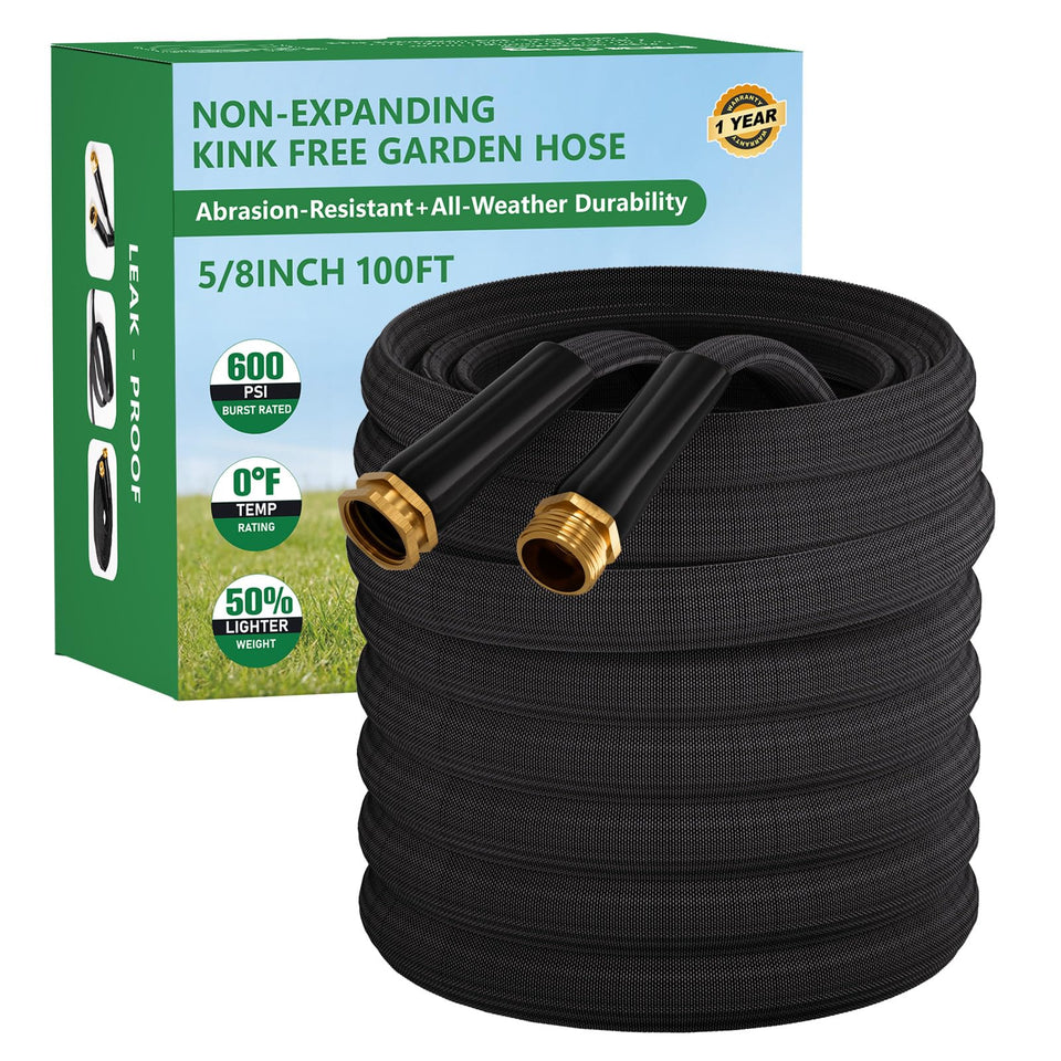HDKing Garden Hose 100ft extended-use shows long reach for yards and gardens
