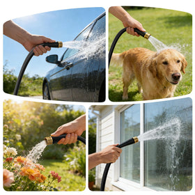 HDKing hose shown for versatile use like watering, car washing, and pets.