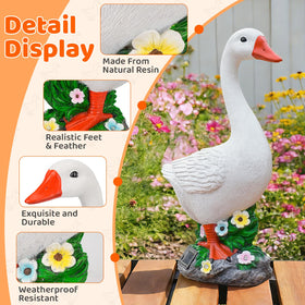 HDNICEZM 20-inch goose sculpture with all-weather resin and warm solar glow
