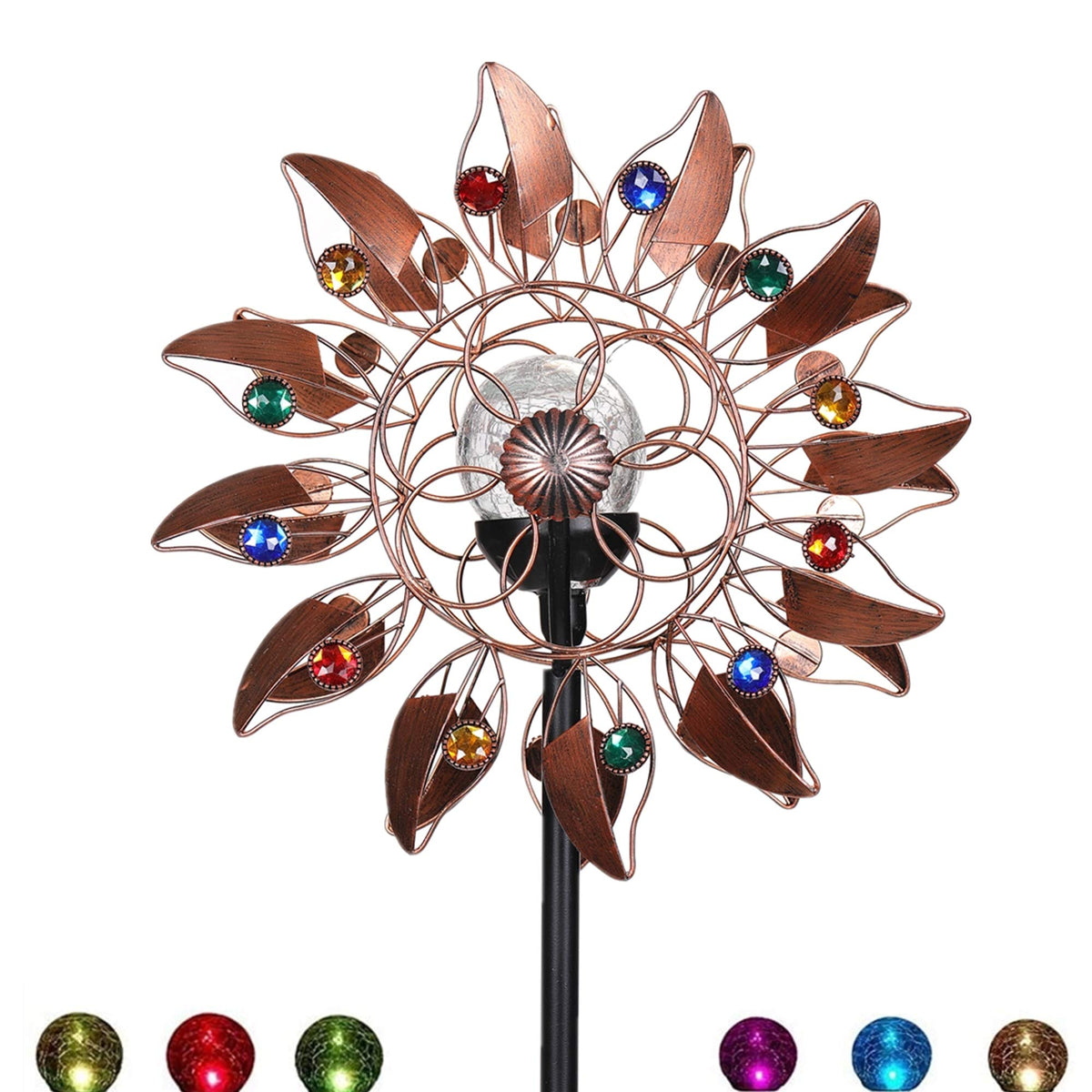 HDNICEZM crackle glass ball centerpiece with kinetic color transitions in the garden