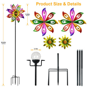 Double windmill rotation with independent blades creates dynamic visual effects in the yard