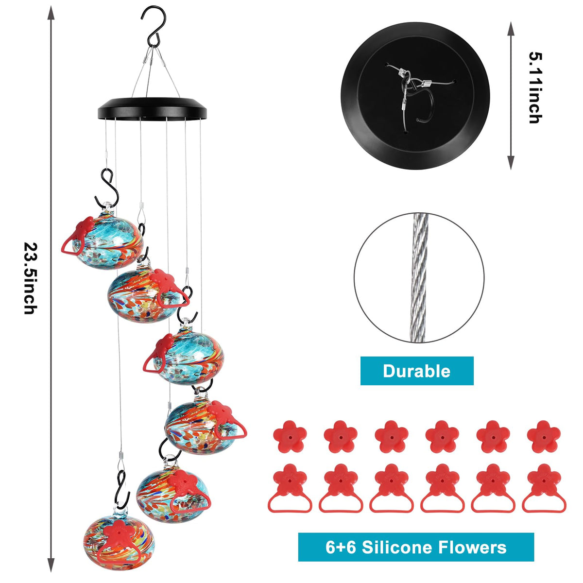Headak Life blue wind chime feeder adds a peaceful focal point to yards.
