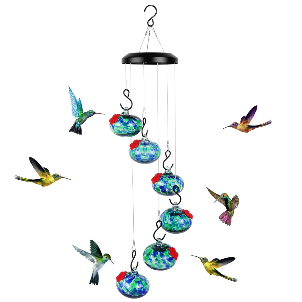 Headak Life charming wind chimes feeder outdoors attracts hummingbirds with decorative ambiance.
