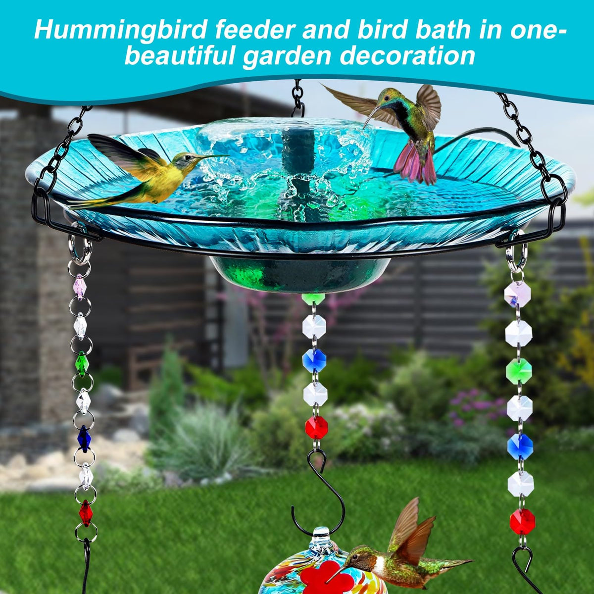 HEADAK LIFE glass bird bath 11-inch depth is durable and elegant