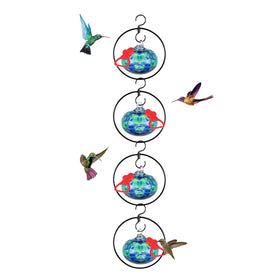Headak Life dotted blue hummingbird feeder hanging outdoors to attract hummingbirds