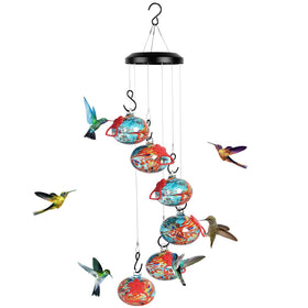 Headak Life outdoor wind chime hummingbird feeder blends ambiance while attracting hummingbirds.
