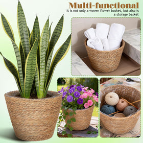 Healifty boho-style plant basket with natural texture for rustic decor.