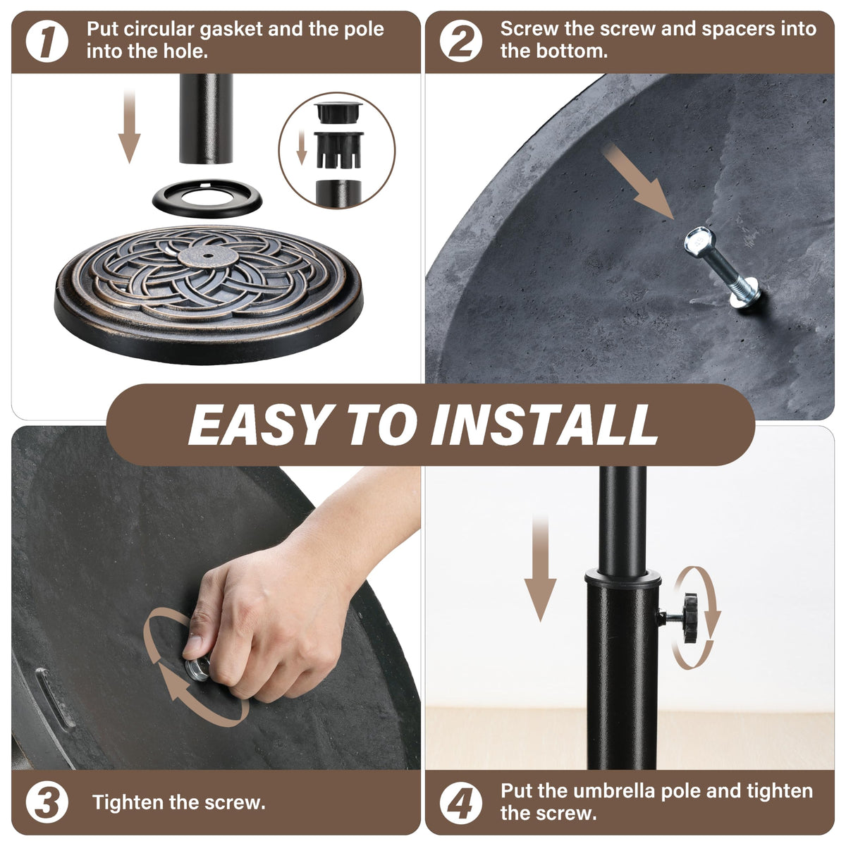 HealSmart durable resin base resists rust and wear.