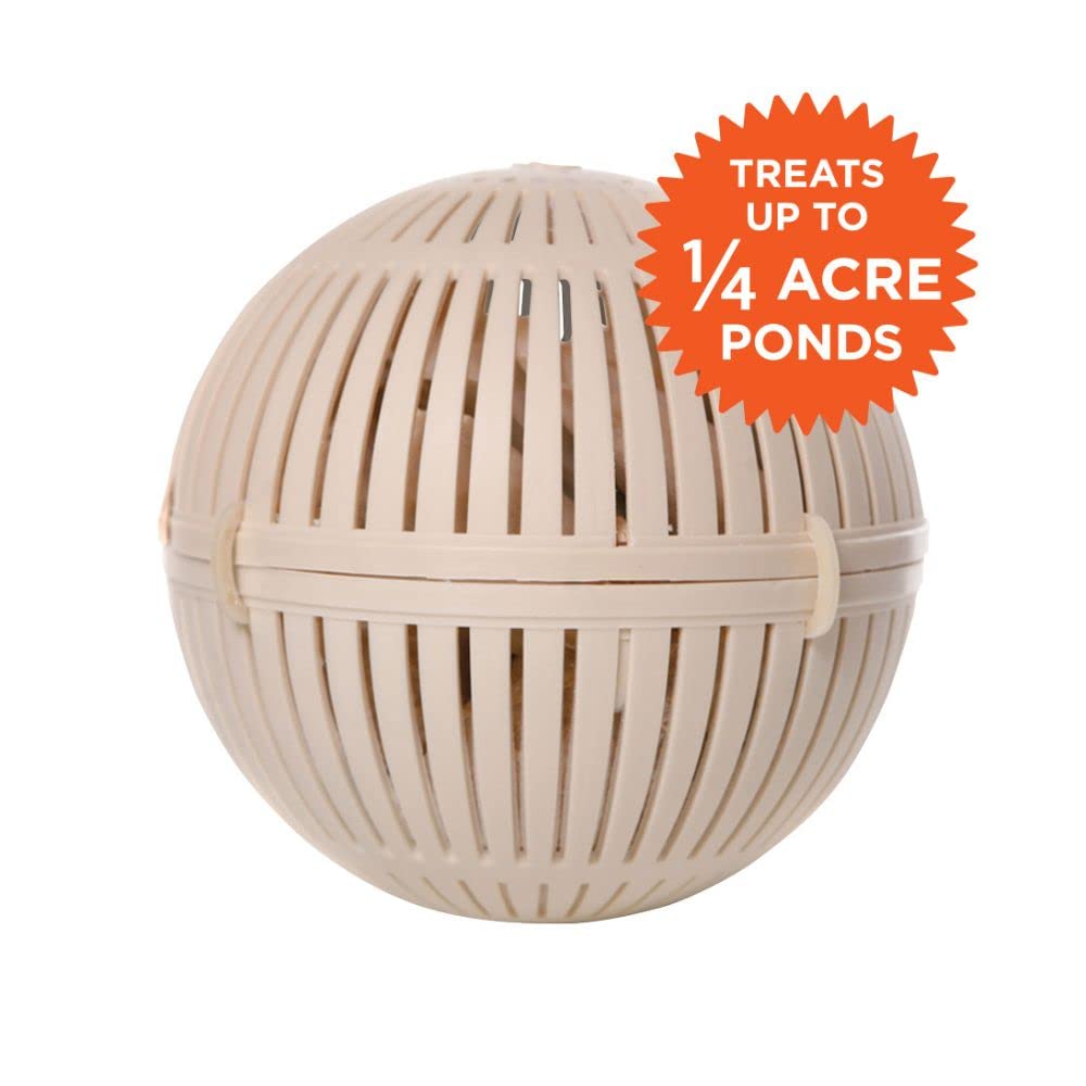 Healthy Ponds Aquasphere Pro in pond water showing continuous treatment for clarity.