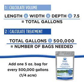 Healthy Ponds colorant bag treats up to 500,000 gallons.