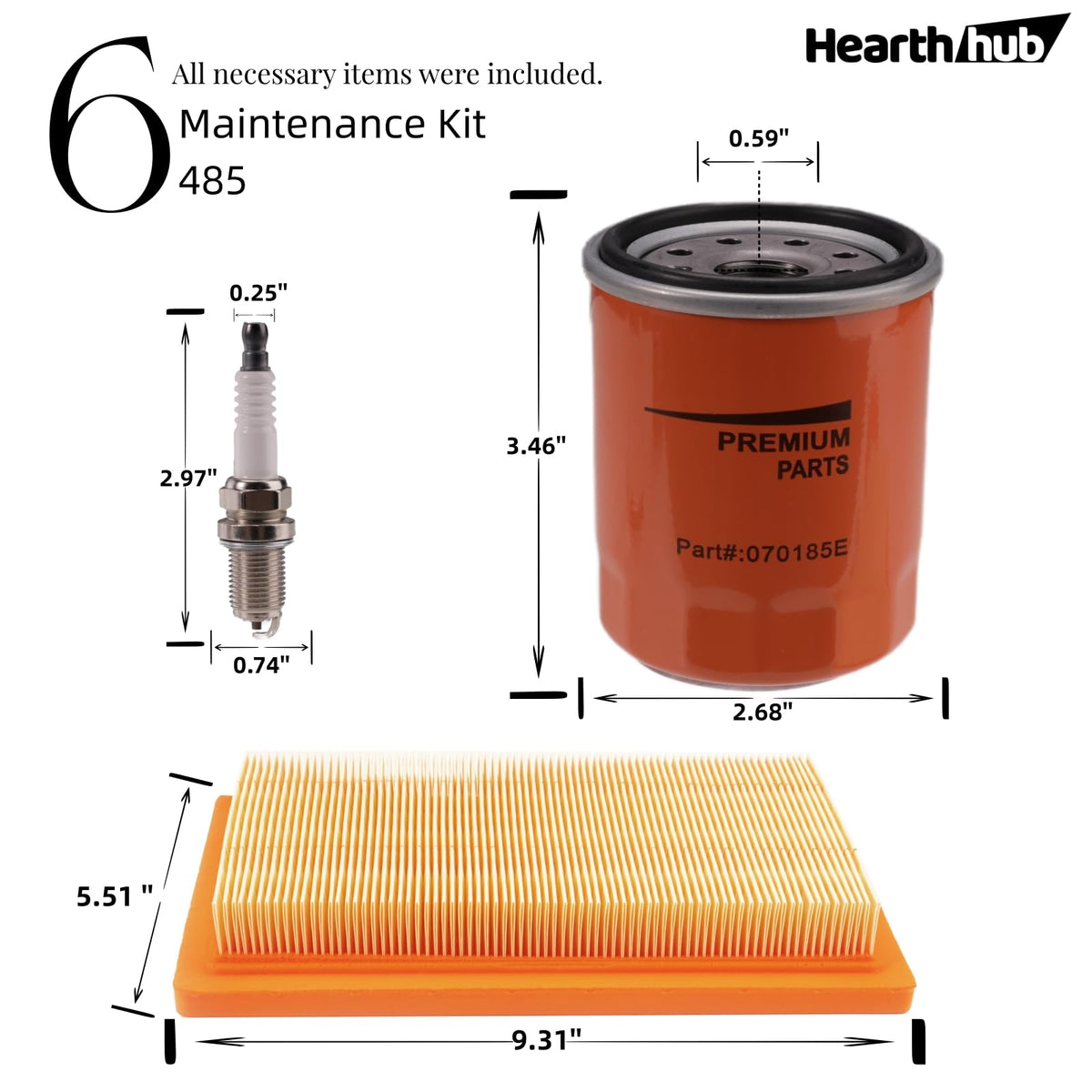 Hearthhub Generator 6485 air filter 0j8478s helps clean airflow for reliable operation.