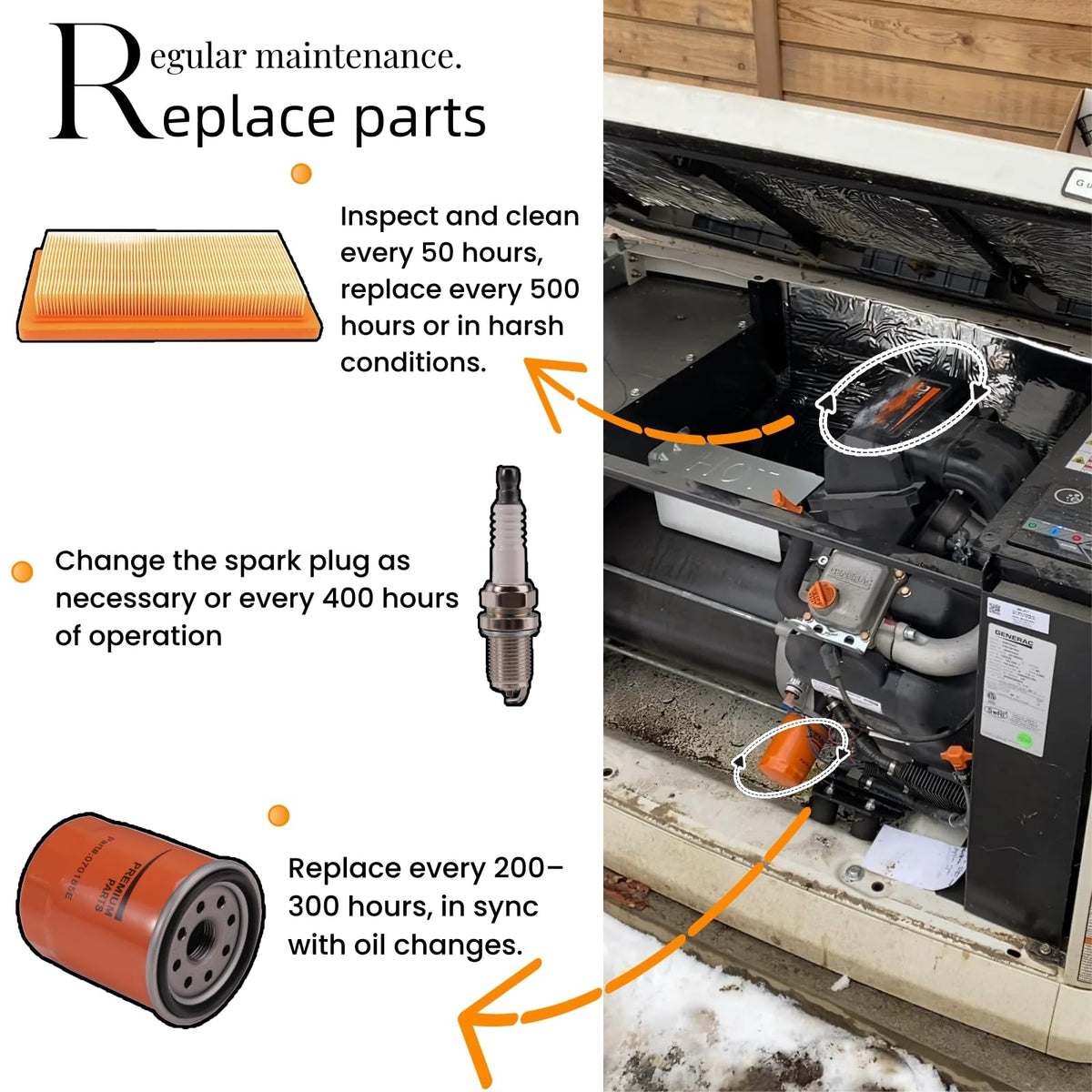 Hearthhub 6485 kit contents include oil filters and air filters for quick maintenance.