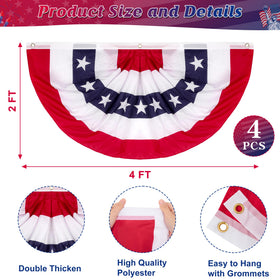 Heartome pleated fan flag bunting for festive red-white-blue decor.
