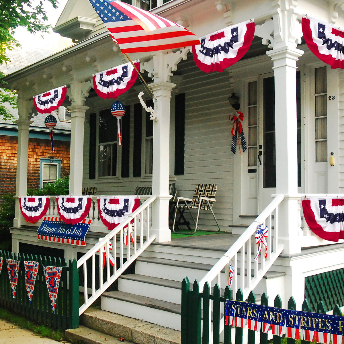 Heartome flag double-sided print displays vibrant patriotic pattern for display.