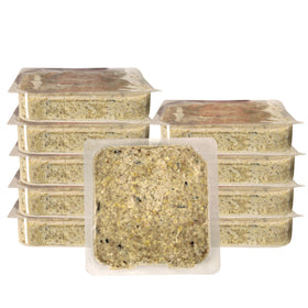 Close-up of Heath DD24-10 suet cake showing peanut pieces.