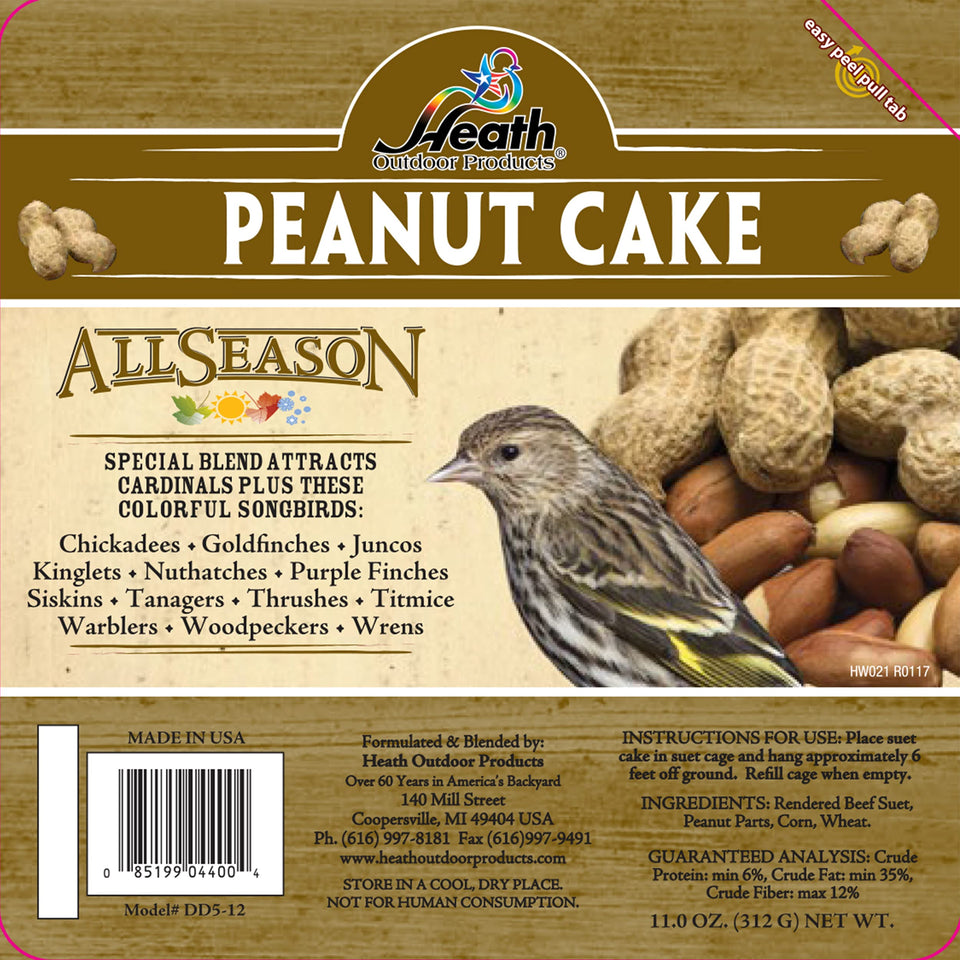 Heath Outdoor Products DD5-12 suet peanut cake block delivering high-energy nourishment for songbirds