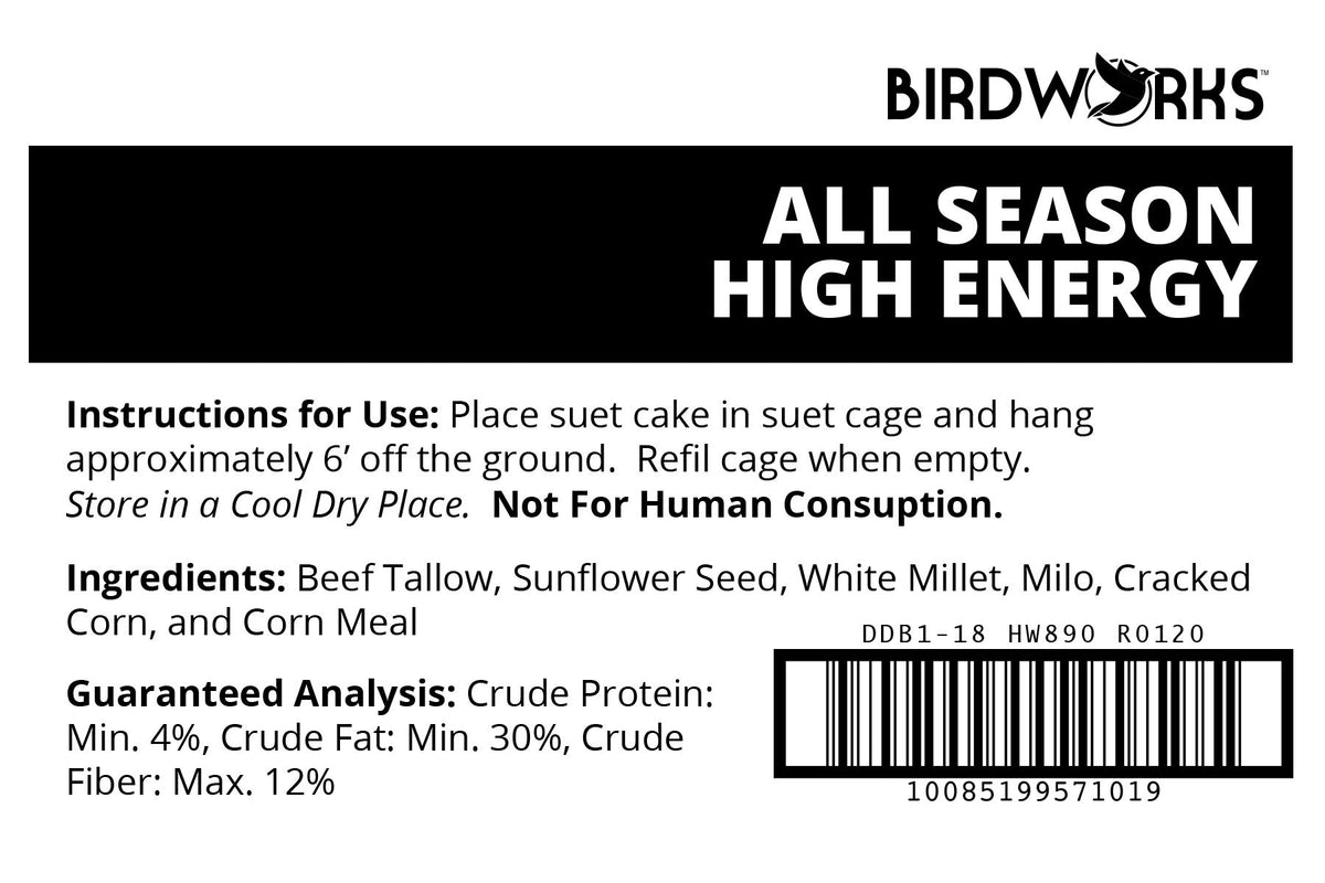 Heath DDB1-18 suet cake attracting cardinals and chickadees to feeder.