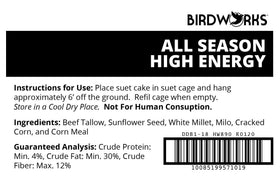 Heath DDB1-18 suet cake attracting cardinals and chickadees to feeder.