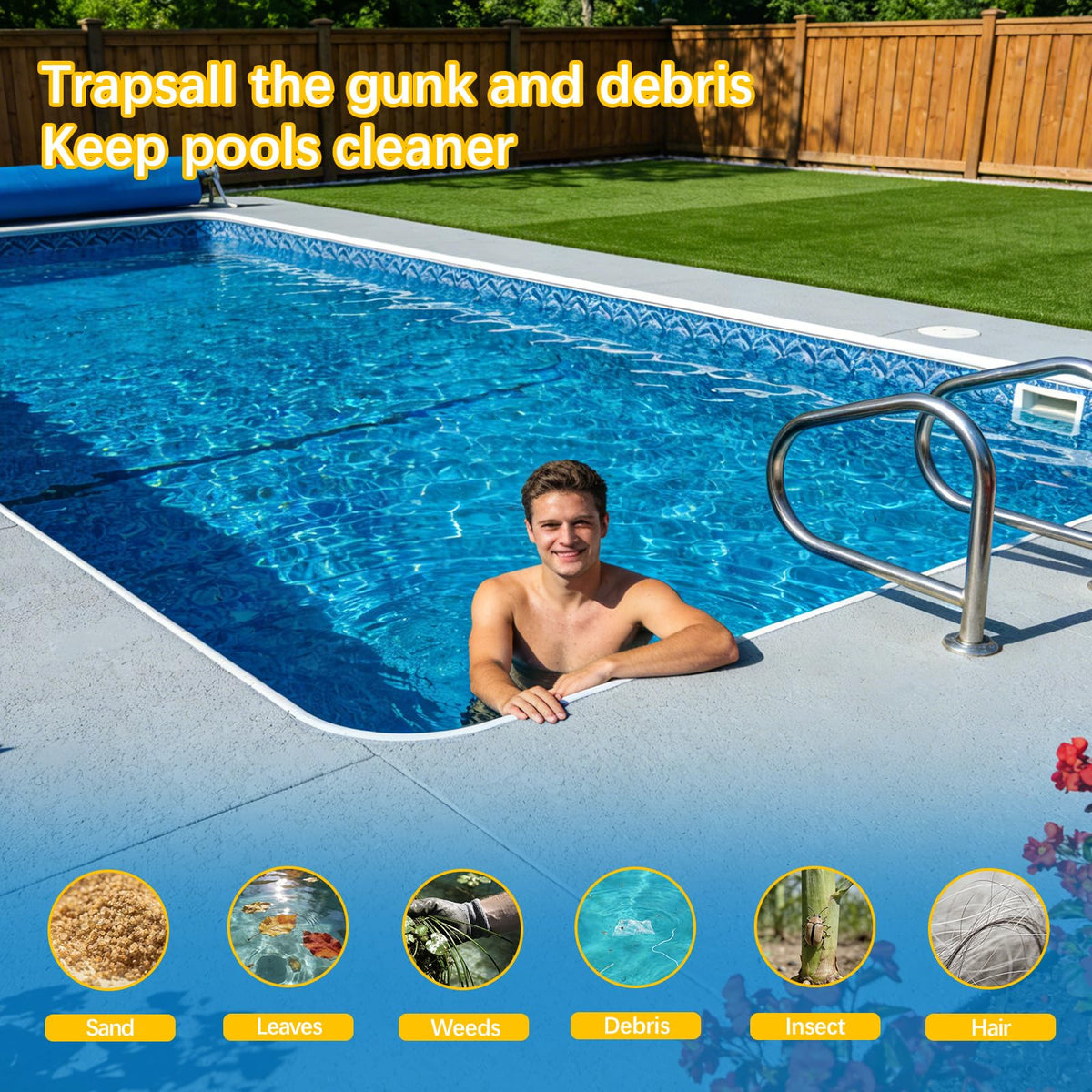 HeatPure protects your pool filter by trapping debris before reaching the basket.