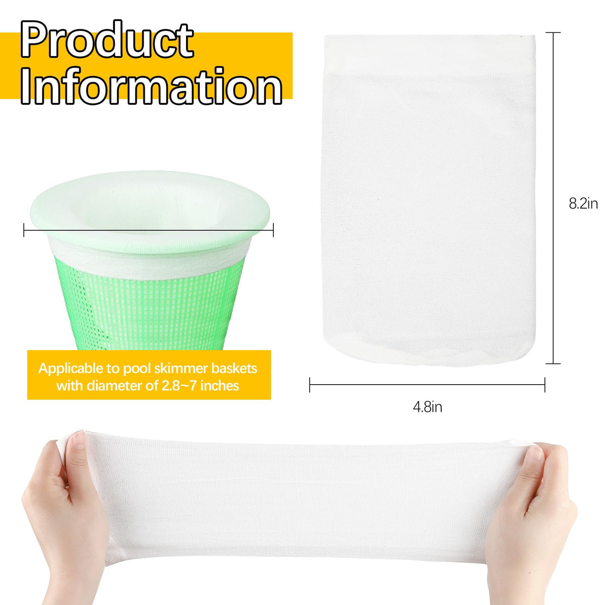 HeatPure skim sock with elastic-fit demonstrates size flexibility for many baskets.