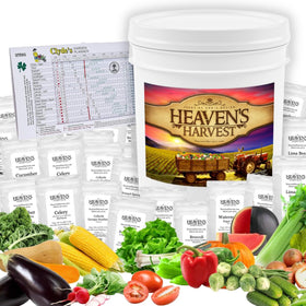 HEAVEN'S HARVEST seed kit cover showing durable packaging for long-term storage.