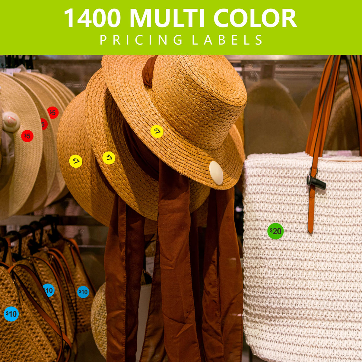 Hebayy 1400 pricing stickers offer versatile color-coded pricing options.