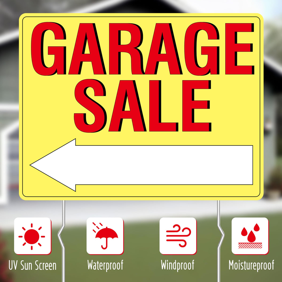 Hebayy bright yellow sign enhances visibility in daylight and traffic.